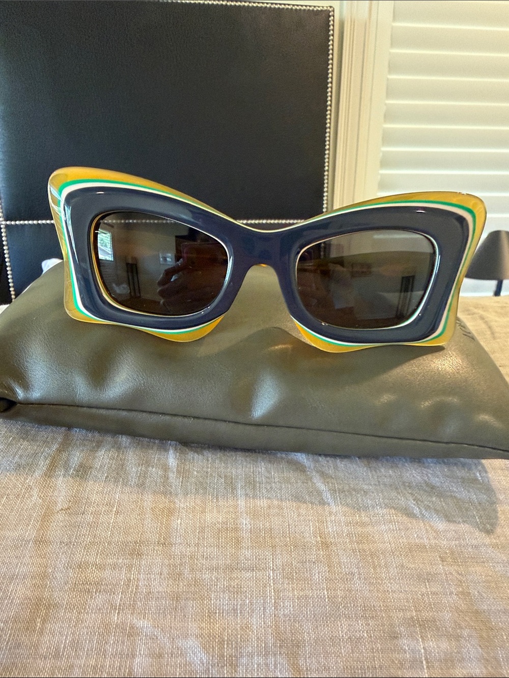 Loewe Multicolor Cat-Eye Sunglasses in Black, Yellow, Green